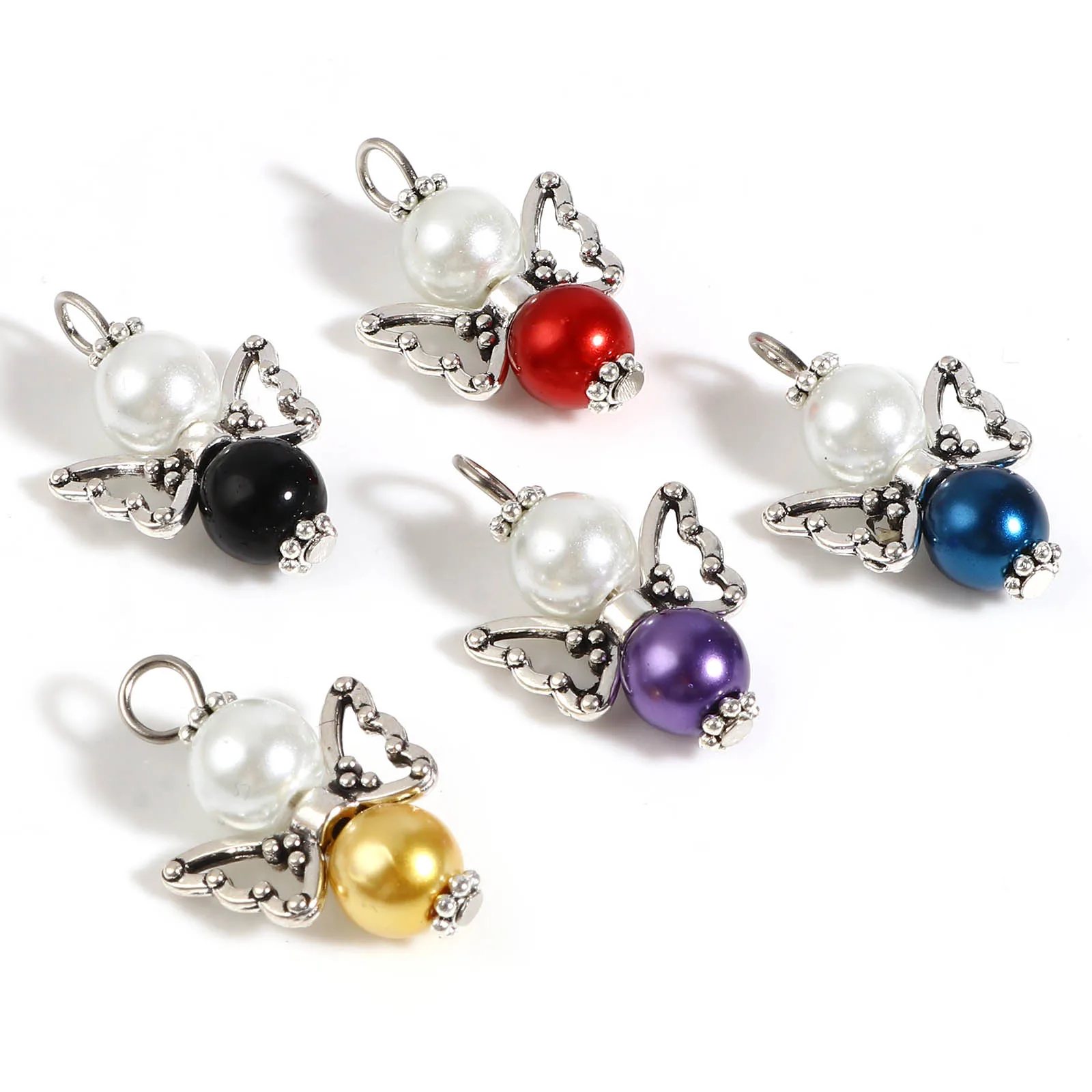 

Religious Charms Angel Arylic Beads Antique Silver Color Metal At Random Pendants DIY Making Necklace Earrings Jewelry,10PCs