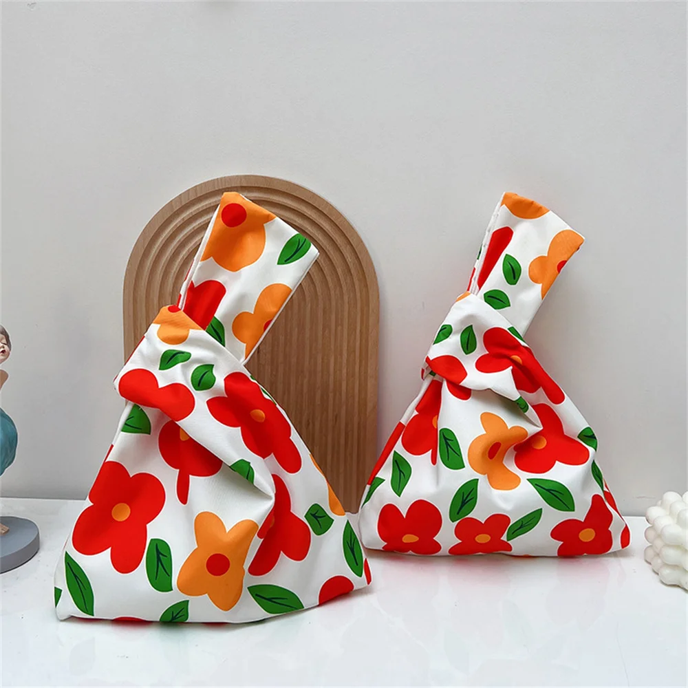 

Flower Mini Portable Knot Wrist Bag Women Top Handle Bag Simple Purses Handbags Shopping Bag Phone Key Pouch Coin Purses 2023