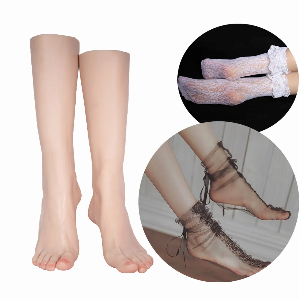Silicone Female Foot Model Real Artificial Mannequin Display Feet with Blood Vesse for Fetish Shoes Socks Model Shooting Tools