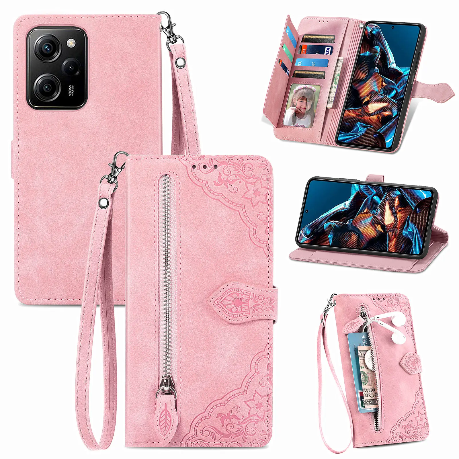 

Crossbody Zipper Wallet Card Solt Case For XiaoMi RedMi Note 12 11S 11Pro 10 10S 12T 13 Ultra Lanyard Flip Leather Strap Cover