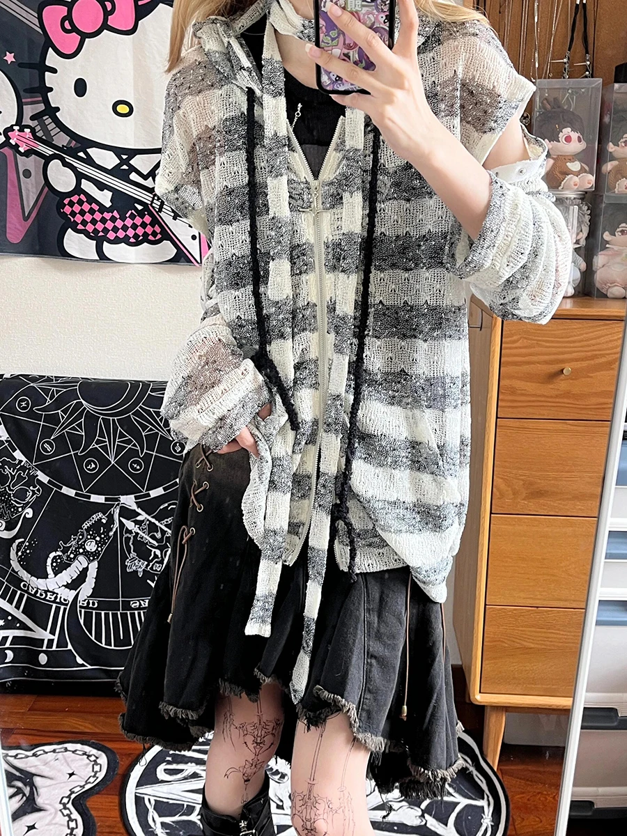 Мини-юбка RORORIRI джинсовая с эффектом омбре Женская подкладка потертая на шнуровке