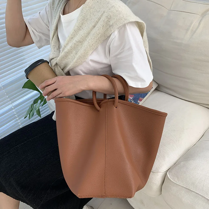 Персонализированная однотонная вместительная ручная сумка-ведро firmранчо в