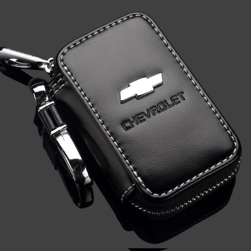

1PCS Leather Car Key Wallet Keychain Hook Bags Key Case For Chevrolet logo Corvette cruze captiva lacetti Car Accessories