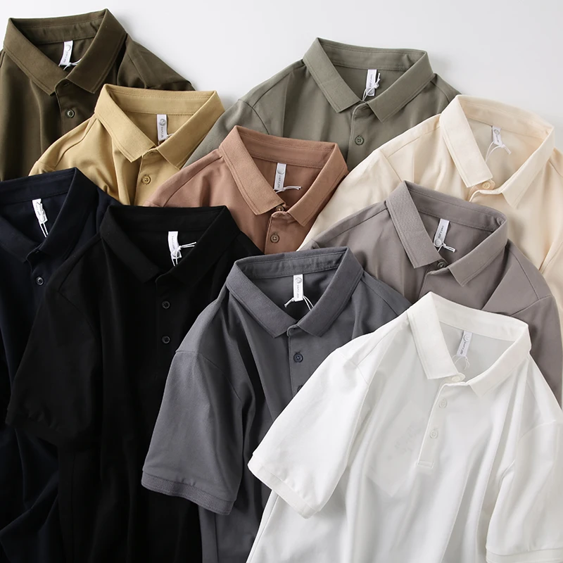 Strong Recommend! Fine Yarn Pearl Cotton! Foreign Trade Men's Clothing Summer Solid Business Leisure Lapel Short sleeve Polo ...