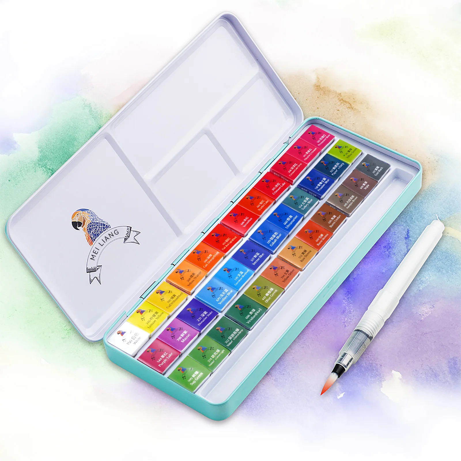 

Paul Rubens 36 Colors Solid Watercolor Paint Metal Iron Box Water Color Pigment with a Free Brush for Studens Kids