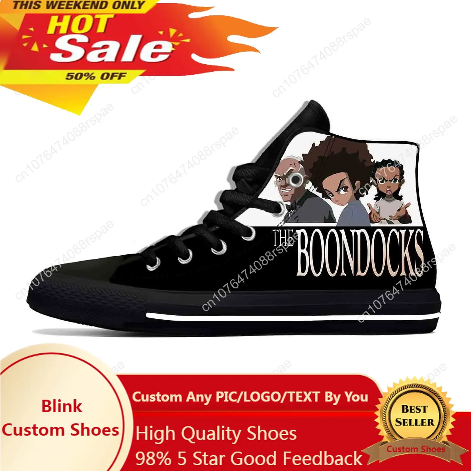 

Anime Manga Cartoon Boondocks Huey Riley Freeman Hot Casual Shoes High Top Lightweight Board Shoes Breathable Men Women Sneakers