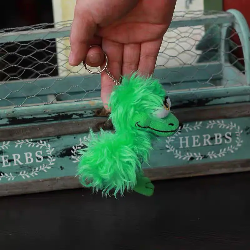 11CM Export Single Funny Green Fur Little Monster Doll Plush Small Pendant Bag Bag Pendant Creative Keychain Small Gift