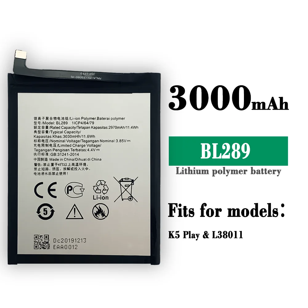 

100% Original 3030mAh BL289 Battery For Lenovo K5 Play L38011 Mobile Phone Replacement Batteries Bateria