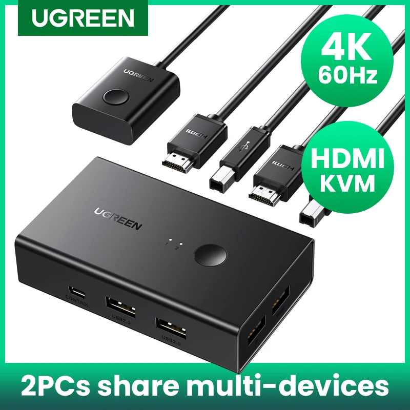 UGREEN HDMI KVM переключатель 4K @ 60Hz USB 2,0 коммутатор 2 в 1 выход для принтера монитор клавиатура мышь 2 шт. обмен 1 устройство сплиттер UGREEN HDMI KVM переключатель 4K @ 60Hz USB 2,0 коммутатор 2 в 1 выход для принтера монитор клавиатура мышь 2 шт. обмен 1 устройство сплиттер