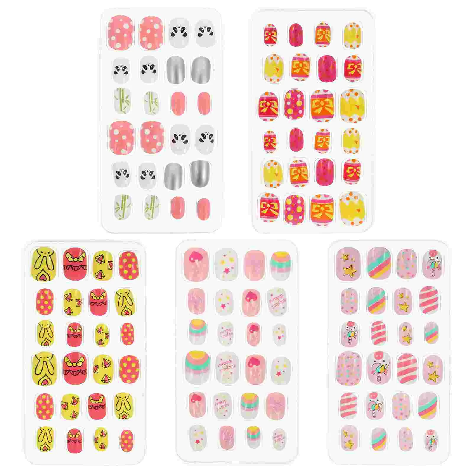

5 Boxes Press On Nail for Colorful Short Nail Tips Full Cover Artificial Nail Tips, 120pcs
