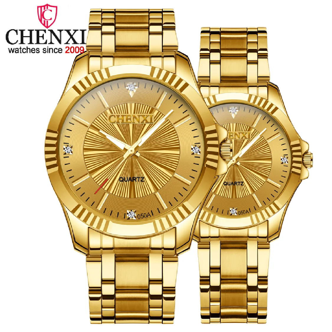 

CHENXI Creative Golden Men's Quartz Wristwatches Women Men Full Steel Luxury Clock Brand Watches lovers' Waterproof Gold Watch
