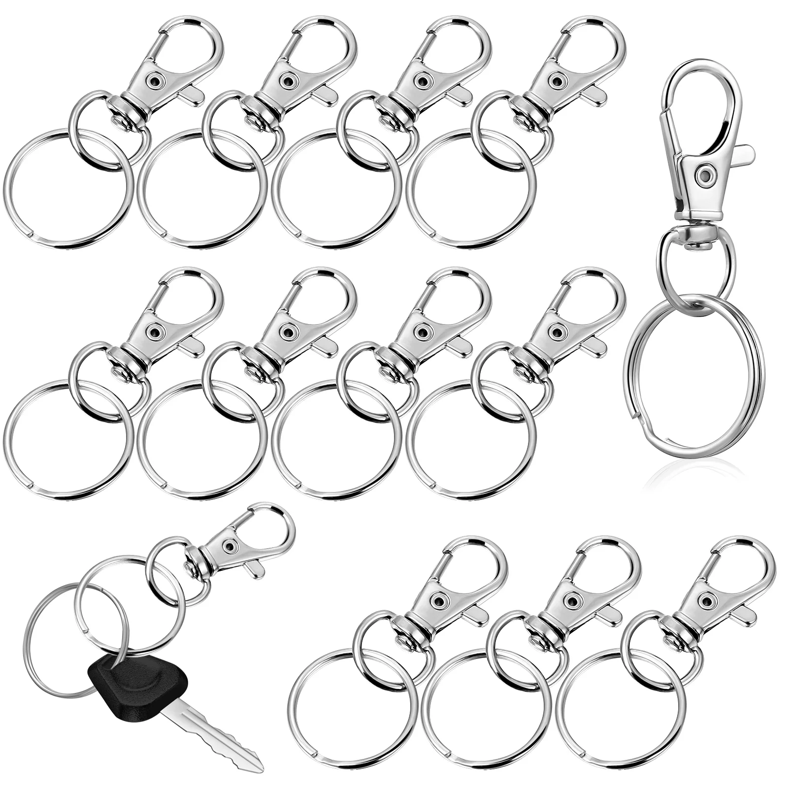 

60 Sets Dog Key Ring Swivel Snap Hook Chain Hooks Metal Keychain Lanyard Clip Rings Zinc Alloy Accessories Car For keychains