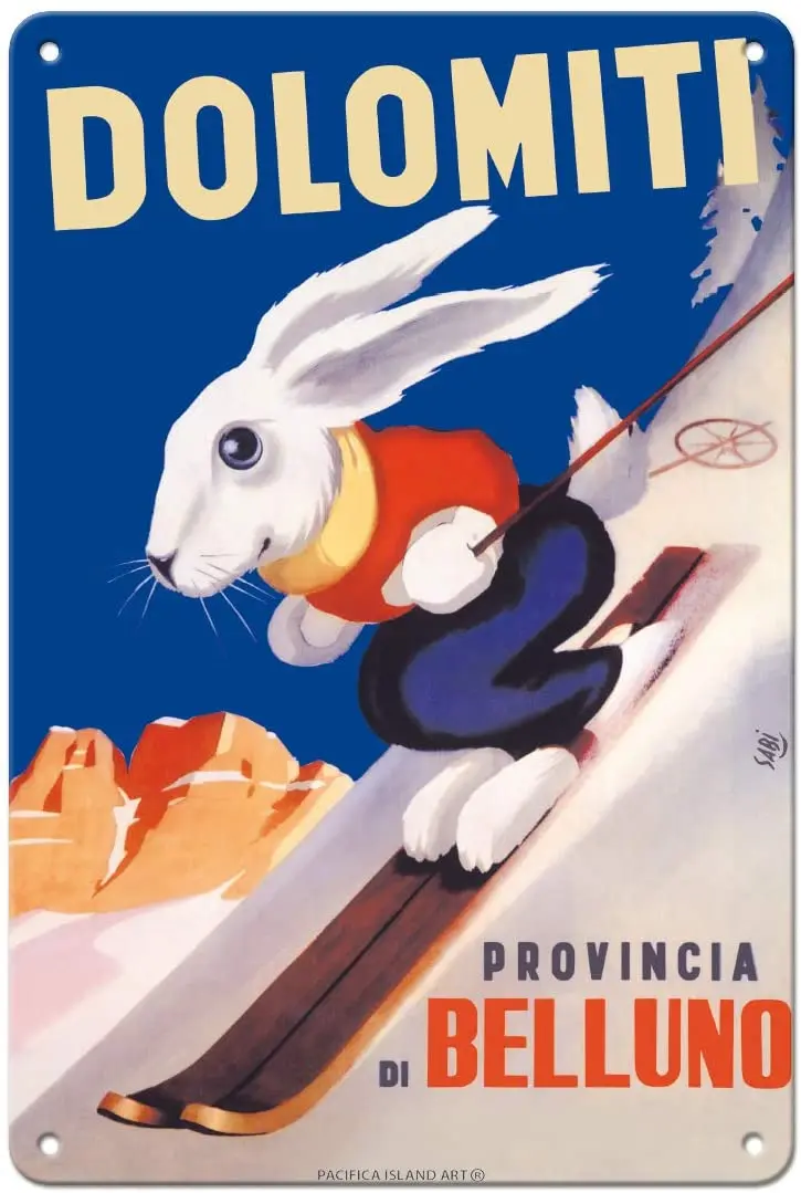 

Pacifica Island Art Cortina D'Ampezzo Ski Resort - Italy - Vintage Sports Poster 8x12 inch Vintage Metal Tin Sign