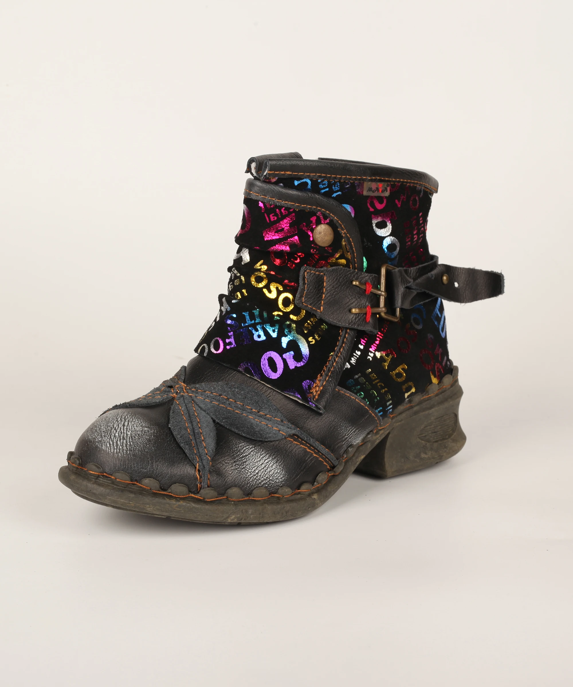 

Favorite Retro Print Leather High Heel Fashionable Unique Women's Shoes