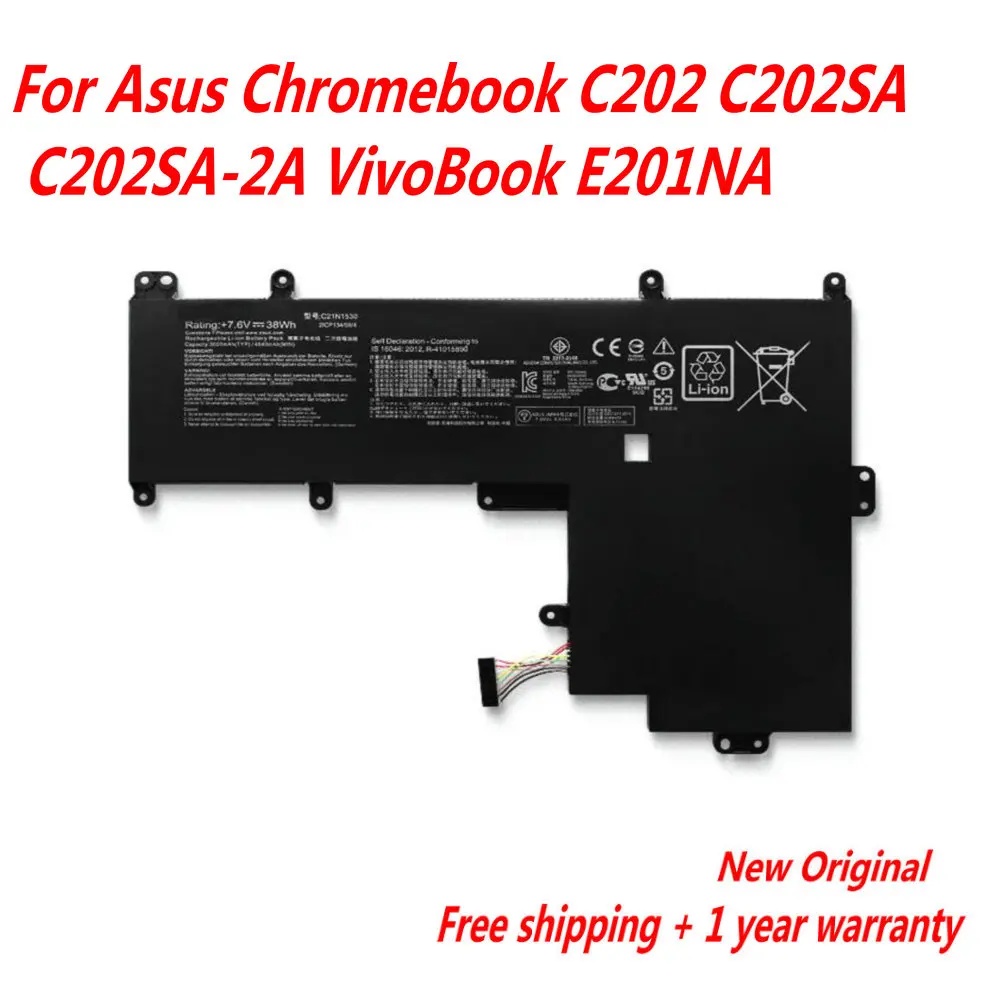 Фото 7,6 В 38WH C21N1530 0B200-02670000 Аккумулятор для ноутбука Asus Chromebook C202 C202SA C202SA-2A VivoBook E201NA №1