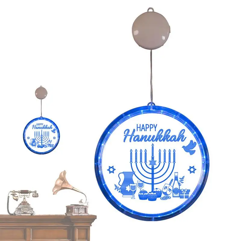 

Hanukkah Window Lights 3D Acrylic Blue Hanukkah Lights Battery Powered Hanukkah Gifts 8.3Inch Hanukkah Window Party Decorations