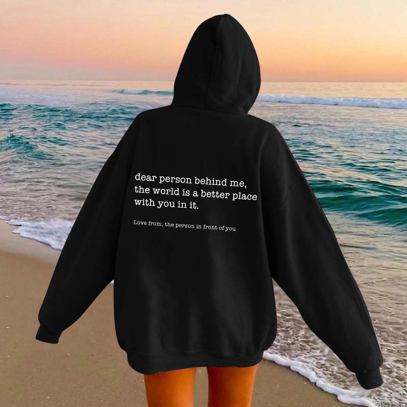 

Solid Hoodies For Women Letter Print Sweatshirts For Ladies Vintage Hoodie Trendy Pullover Tosp Kawaii Sports Sweater Girls Coat