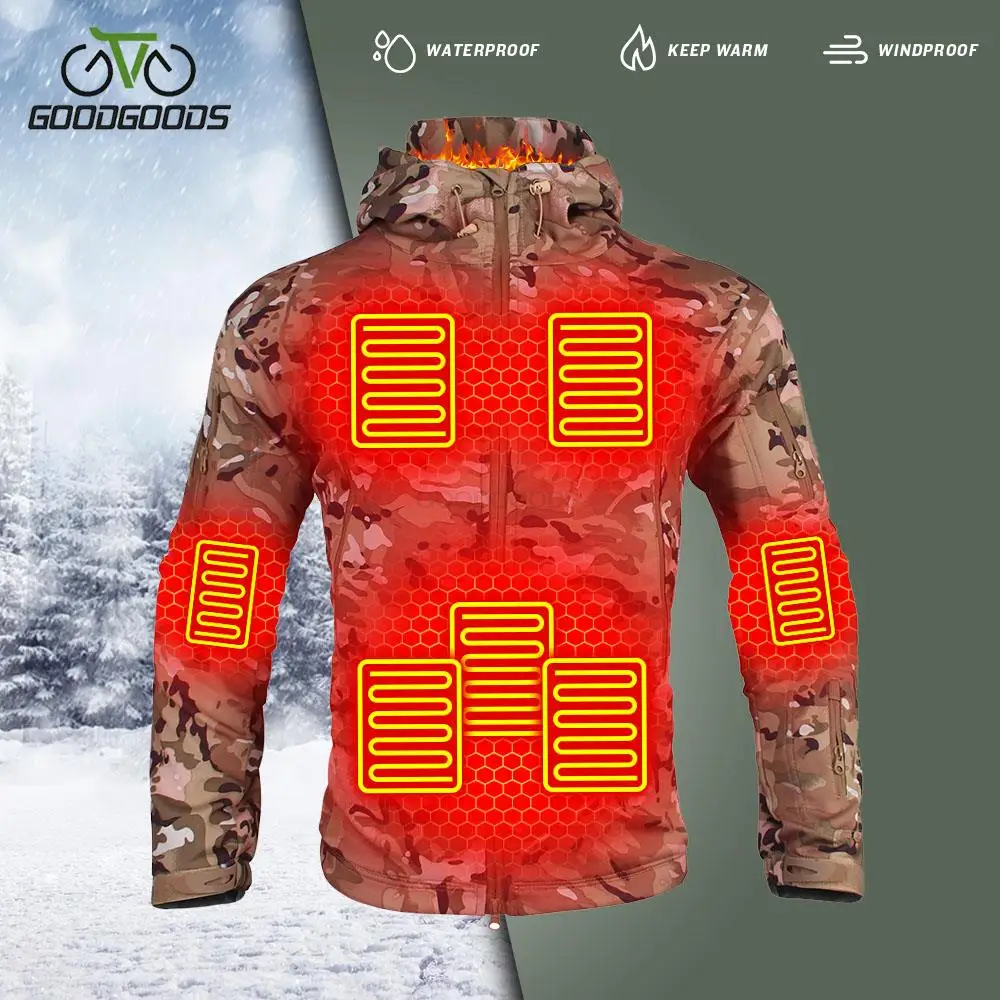 Winter Tactical Heated Jacket Fishing Clothing Waterproof USB Self Heating Jacket Skiing Coat Hiking Camping Military Jacket