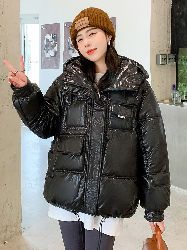 

2022 Women Winter Puffer Parka Hooded Female Warm Thicken Coat Overcoat Korean Style Loose Oversize Ladies Jacket