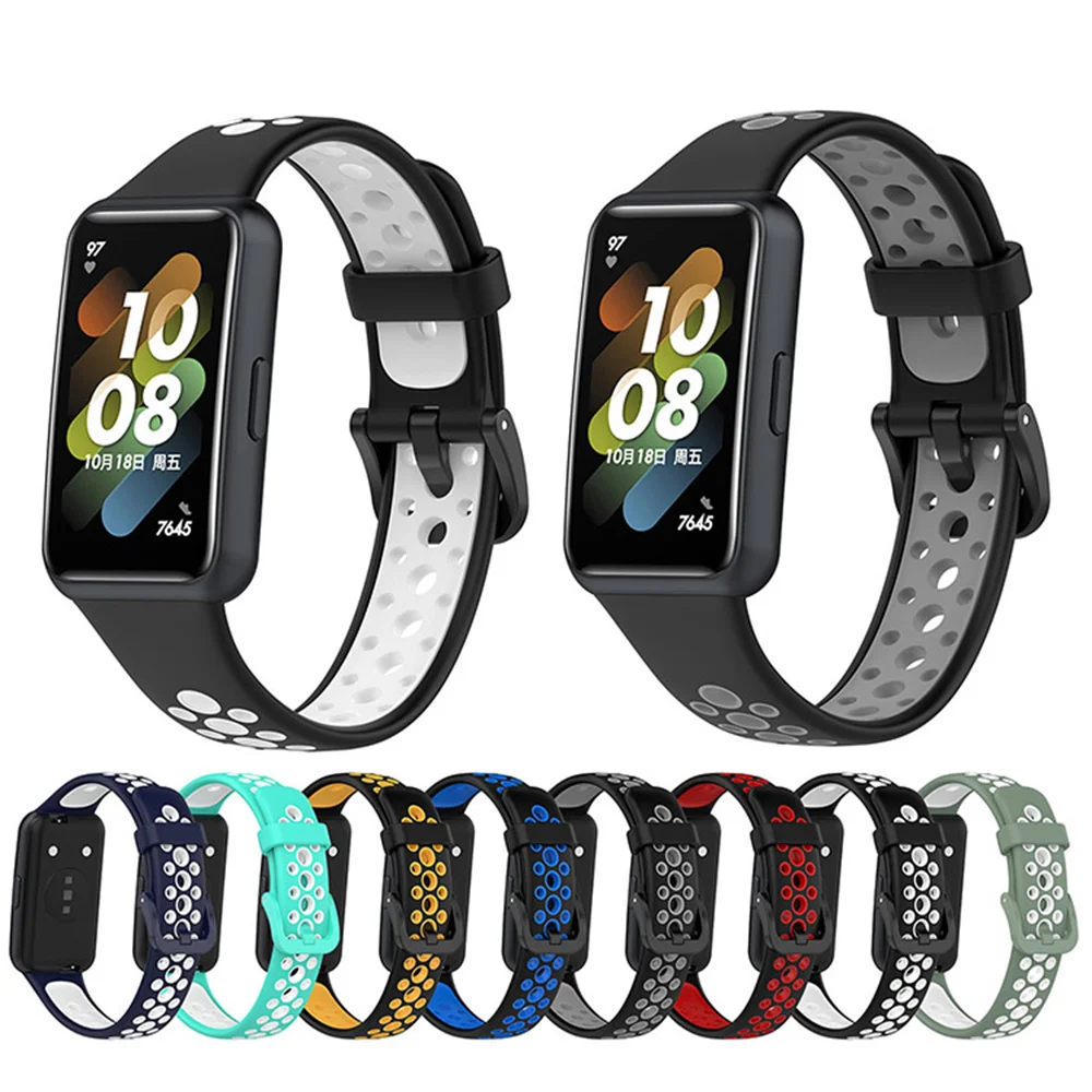 

Сменный силиконовый ремешок для часов Huawei Band 7, двухцветный браслет для наручных часов, умные аксессуары