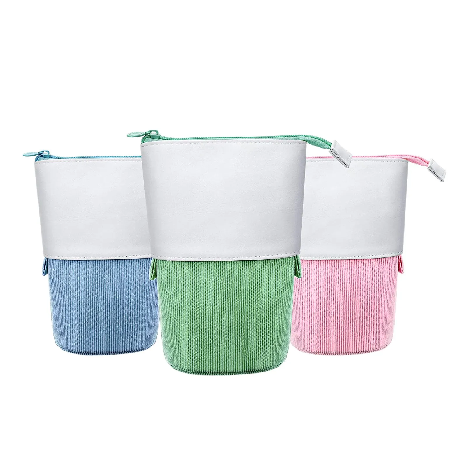 Case Standing Stationery Pencil Holder Canvas Dual-use Pop-up Stand Pencil Bags With Zipper B