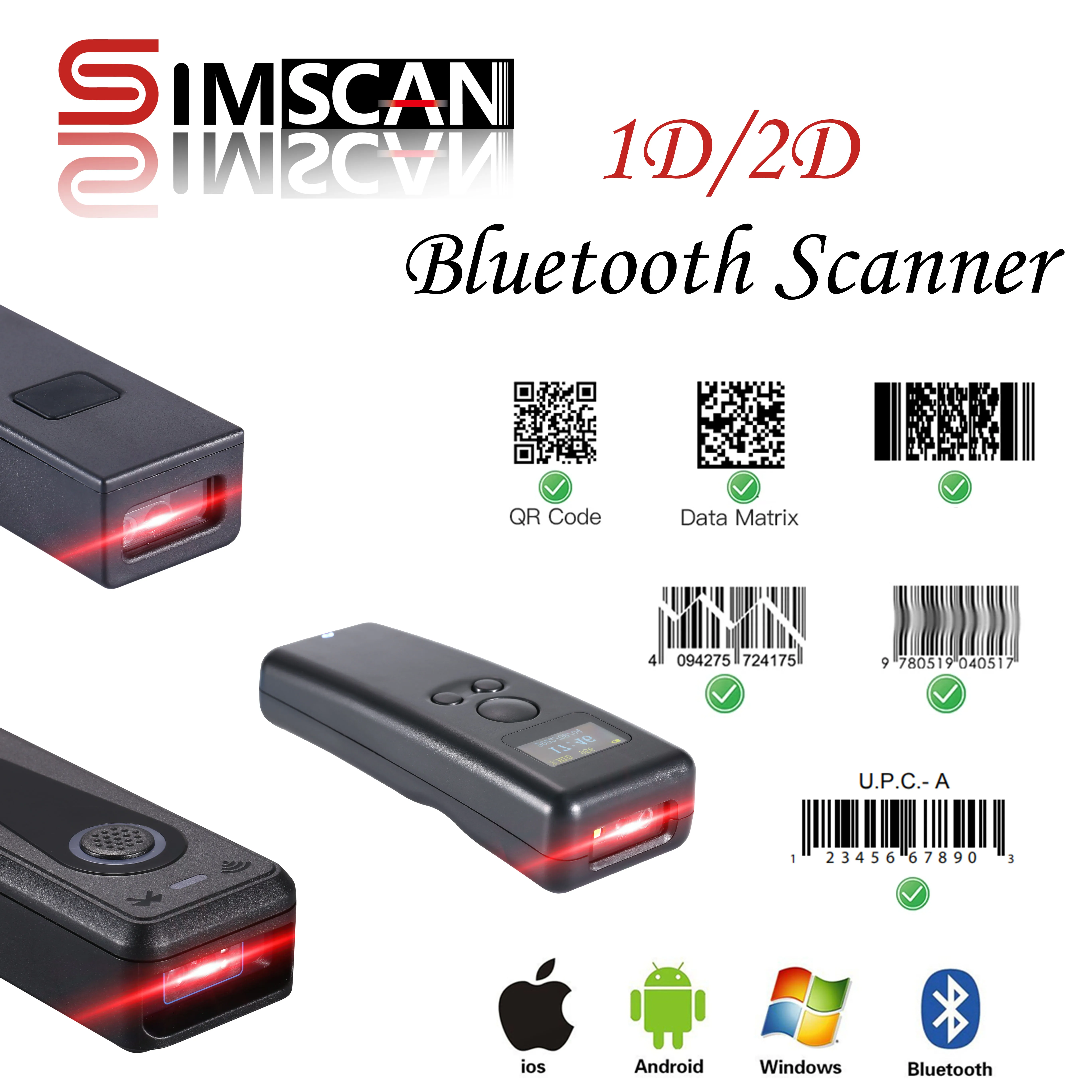 Мини-сканер штрих-кода QRcode сканер для Android IOS Windows Bluetooth логистика - Цена: 4072.97