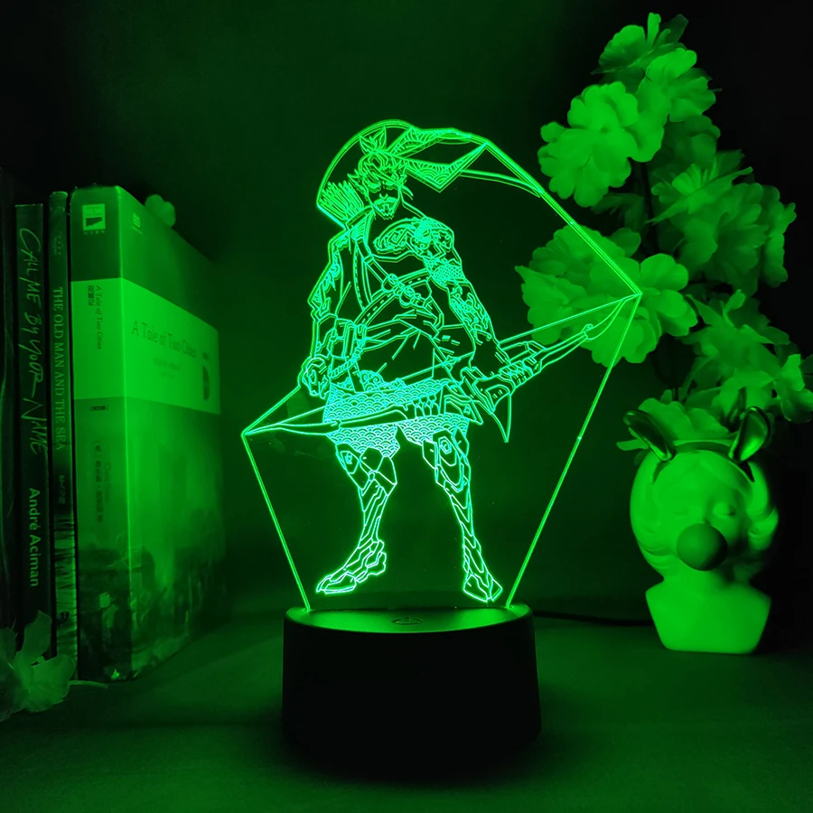Фото Светодиодный ночник Overwatch Shimada Hanzo, крутой рождественский подарок для OW Gamer, детская спальня, крутое освещение, вещи для игровой комнаты №2