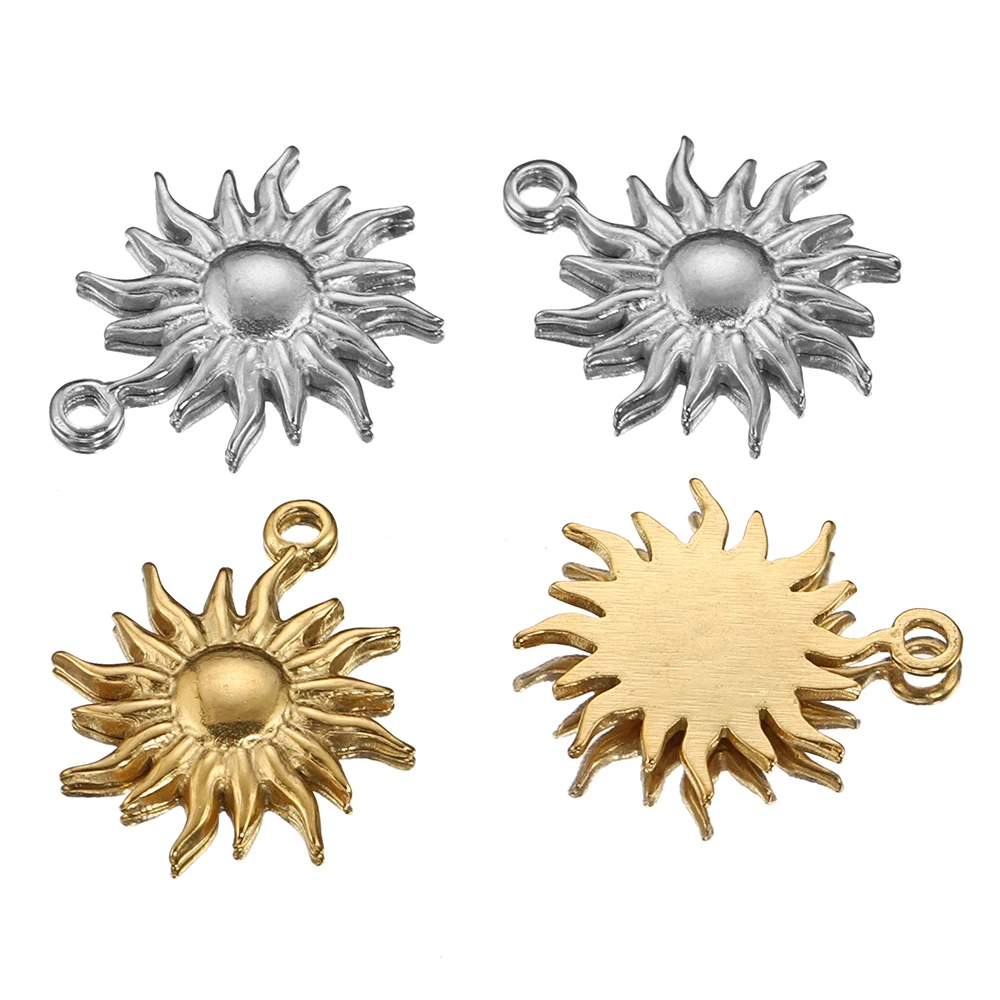 

5pcs Stainless Steel Sunburst Sun Pendants Charms for Necklace Earrings DIY Jewelry Making Supplies Findings Gold Color Handmade