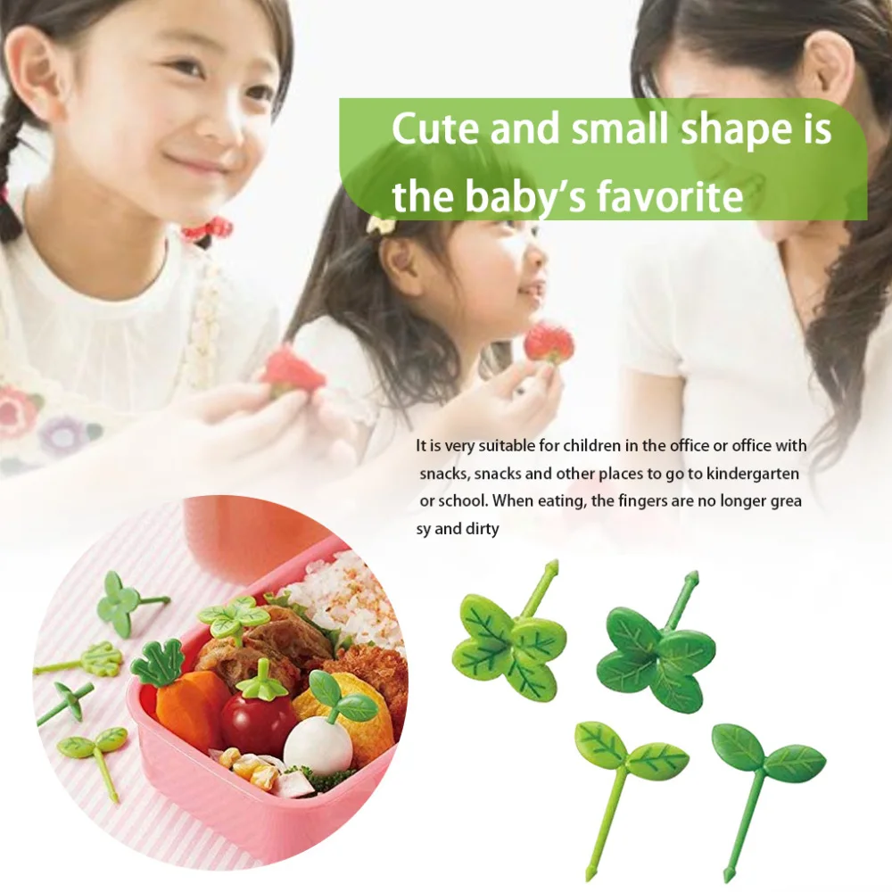 

8Pcs Plastic Fruit Fork Toothpick Leaves Lunch Box Bento Accessories Salad Tiny Fork Mini Cake Picks for Kids Adult Party Decor