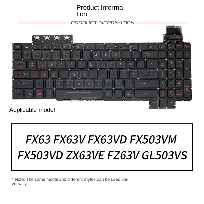 Замените заявку на клавиатуру ноутбука ASUS FX63 FX63V FX503VM FX503VD ZX63VE FZ63V GL503VS ZX63V