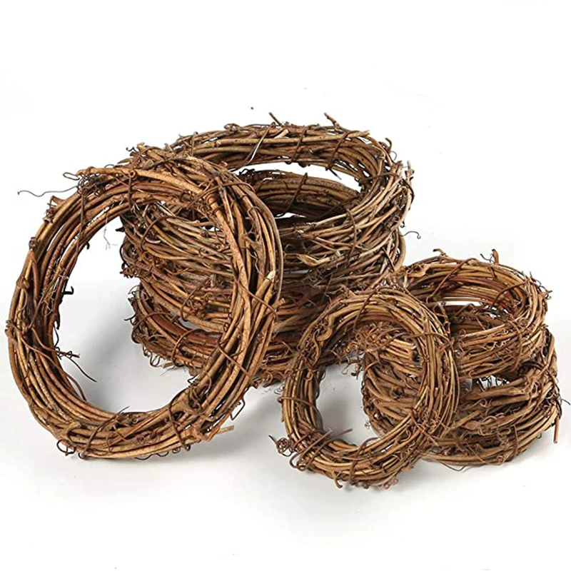 

10/12/15/20/25/30cm Round Natural Rattan Ring Christmas Garland Hanging Ornament DIY Floral Wreath Wedding Decoration Home Decor