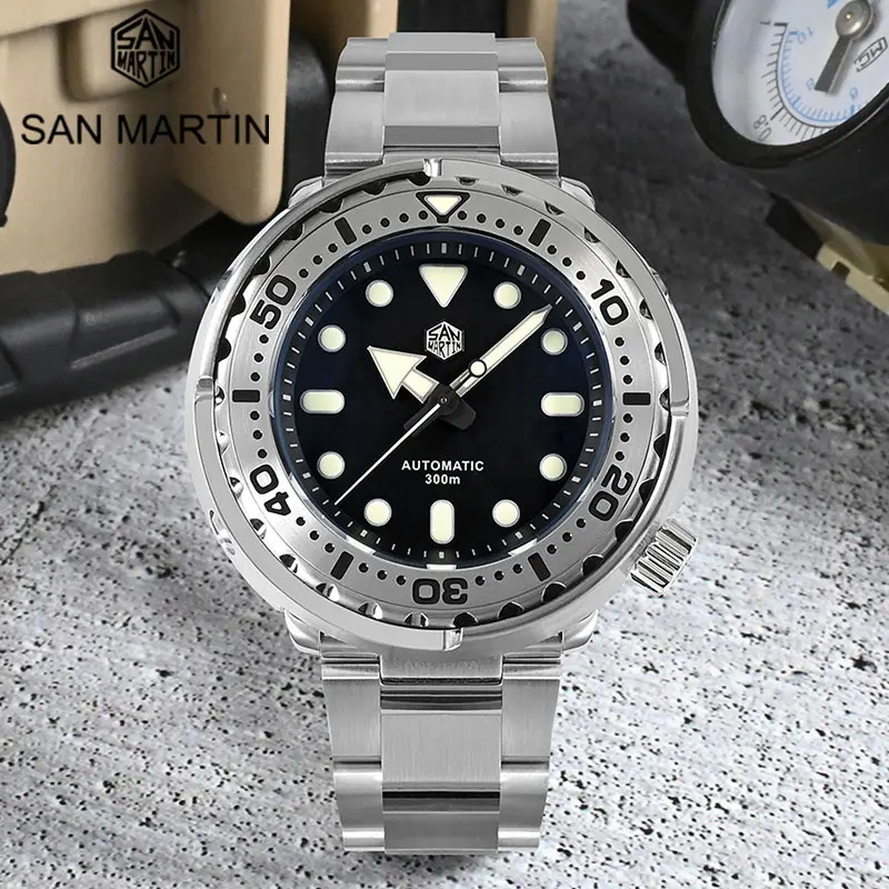 

San Martin Tuna Men Diver Watch 316L Stainless Steel 30Bar Waterproof Sapphire NH36 Automatic Mechanical Wristwatch C3 Luminous