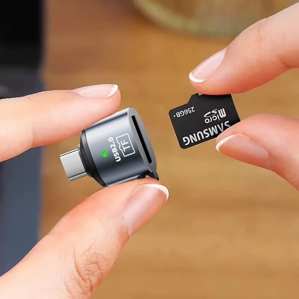 Фото Устройство для чтения карт памяти Type C/USB, USB 2.0, мини-адаптер для карт памяти TF Type C, высокоскоростной, для ПК, ноутбуков, аксессуары, устройство для чтения карт TF №3
