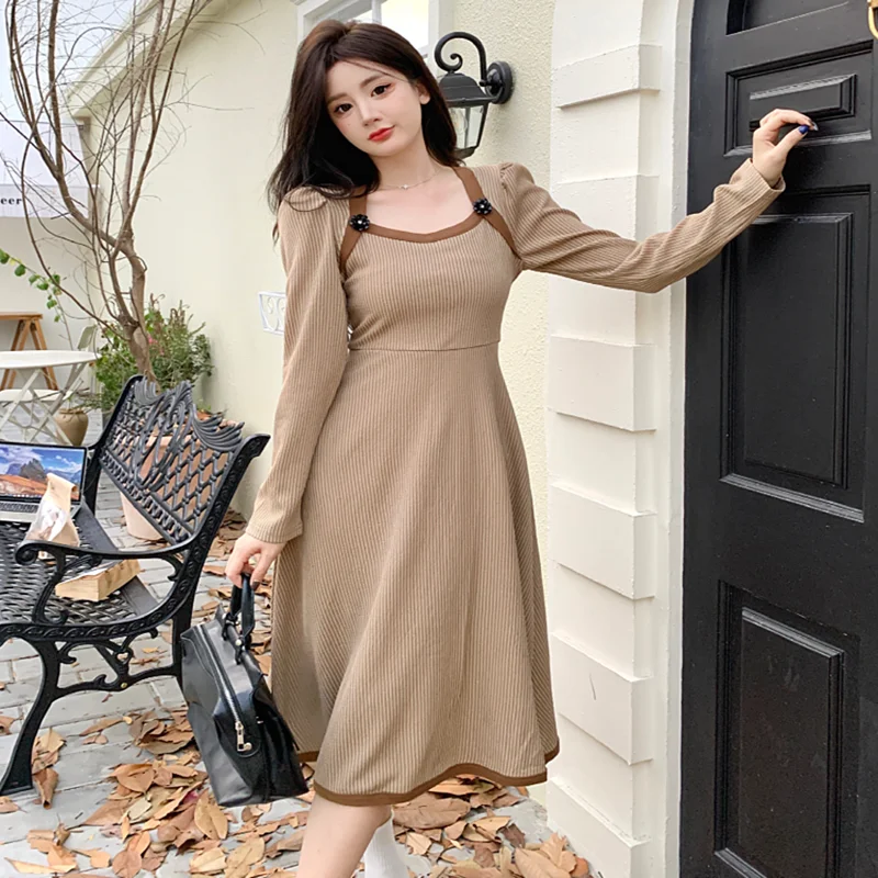 

Новинка 2022, цельнокроеное большое женское платье, универсальное модное и облегающее платье толстых мм, бесплатная доставка