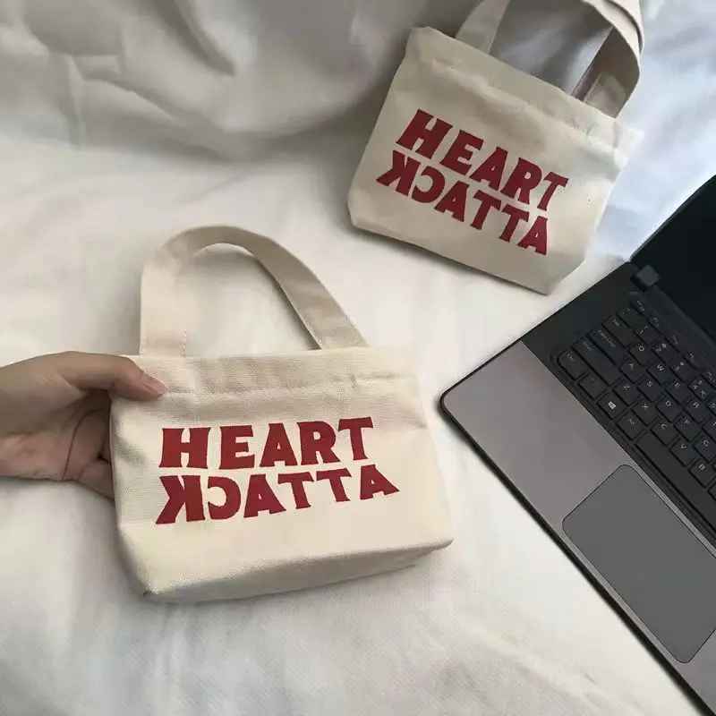 

New Women's Handbag Fashion Portable Zipper Letter Printing Portable Canvas Handbag Girls' Casual Design Mobile Bag