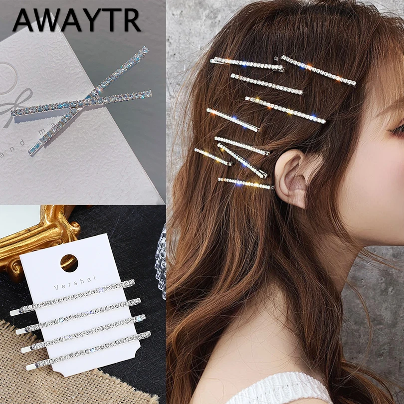 

AWAYTR 1-4PCS Rhinestone Hair Clip Pearl Barrettes X shape Hairpin for Women Crystal Hairclip Hair Accessories Hairgrip Jewelry