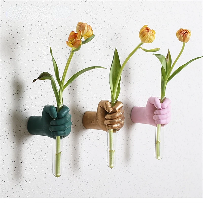 

Hand Hydroponics Wall Vase Hanging Decoration For Home Creative Handicraft Resin 3d Flowerpot Decoration Wall Bottom Ornaments