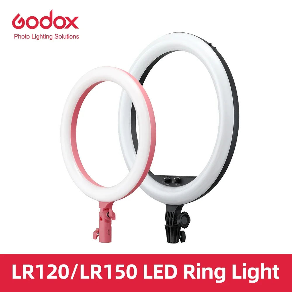 

Кольцевая лампа Godox LR120 LR150, двухцветная кольцевая лампа 3000K-6000K, кольцевая лампа для видео YouTube, кольцевая лампа для макияжа
