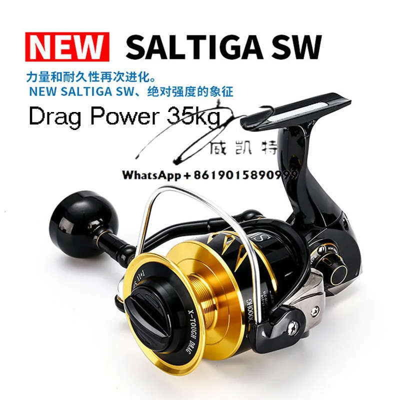 Фото Катушка для рыбалки Saltiga SW4000XG SW6000HG SW10000HG, для морской воды, 11+1 подшипников, спиннинговая/джиговая, сила тормоза 35 кг №5
