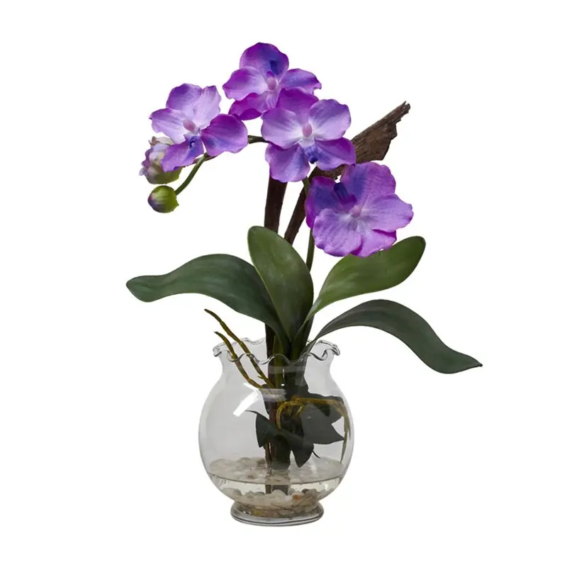 

and Charming Beautiful and Charming Vanda Silk Flower Arrangement with Fluted Vase – Perfect Decoration for Any Occasion!