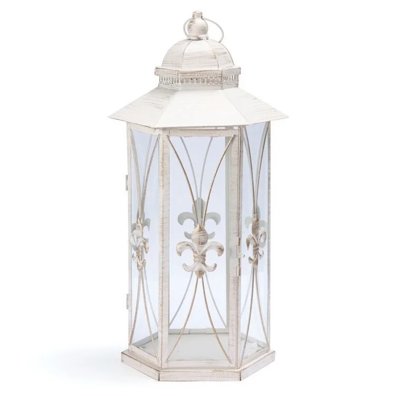 

White Iron Glass Art Lantern Simple Candle Holders Clear Living Room Practical Candelabra Kaarsenhouder Christmas Decor EC50ZT