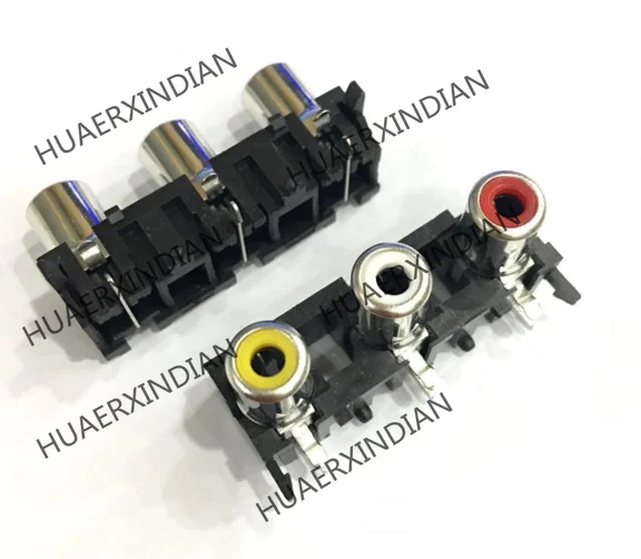 

5PCS/LOT RCA-305 3-Position Lotus Holder AV3-8.4-5 Speaker Socket Audio Socket 3-Hole
