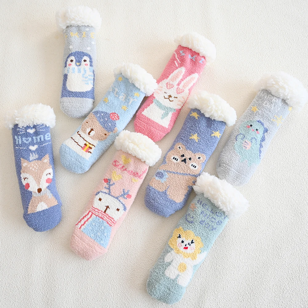 

Kids Anti Slip Winter Long Socks With Animal Print Toddler Children Boy Girls Newborn Infant Baby Thick Fleece Warm Thermal Sock
