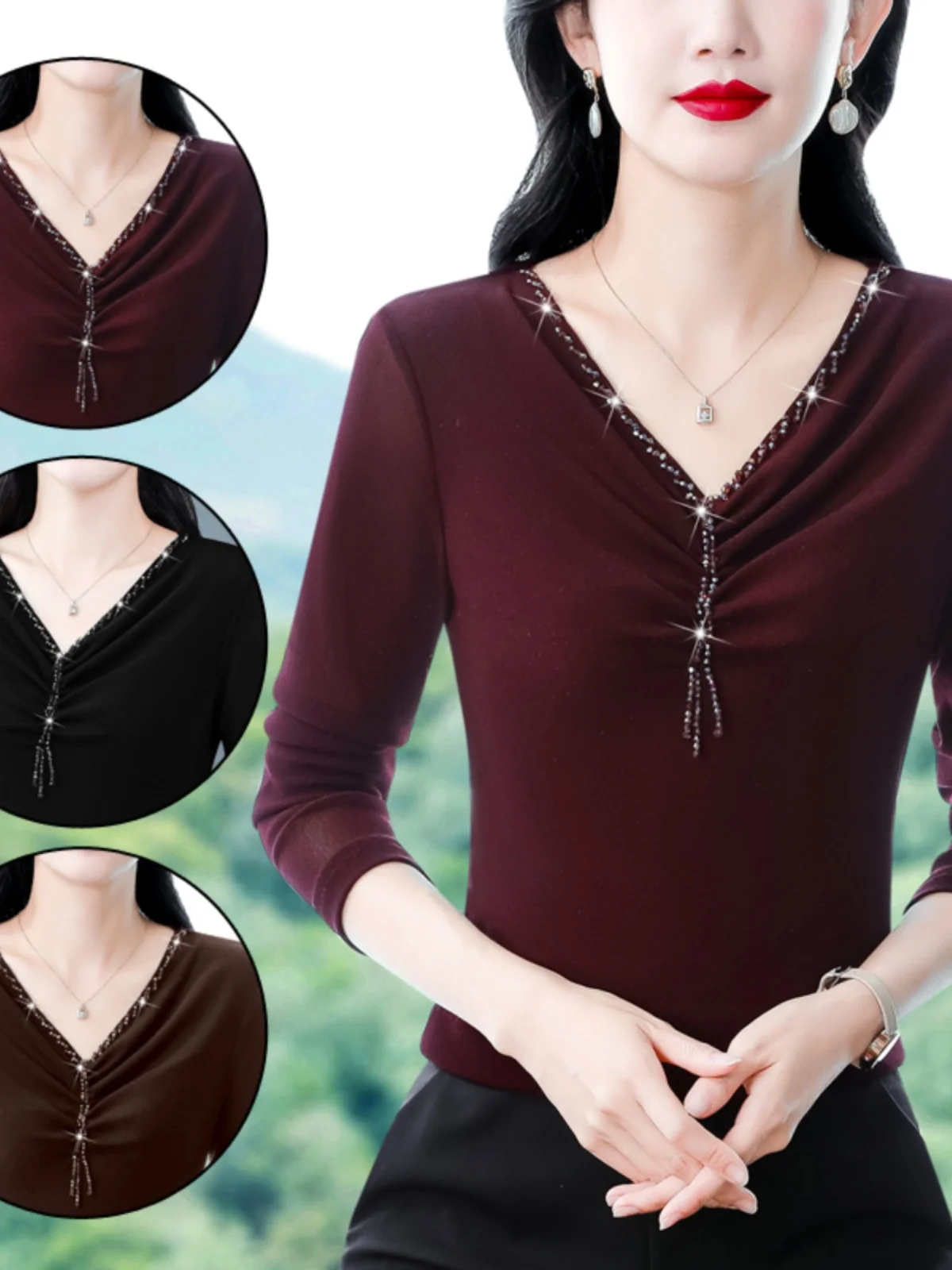 Hangzhou High end Big Brand Silk Shirts Women Long sleeves Shirt Small 2024 Autumn New Base Top