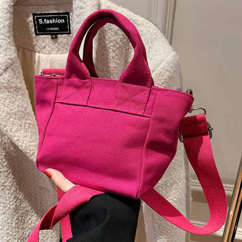 Women Canvas Shoulder messenger Bag 2022 Casual Shopping Bags Students Book Bag Cotton Cloth Handbags small cute Tote For Girls