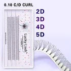 ресницы для наращивания Объемные 2D 3D4D5D ресницы Lucky Lash 0,10 CD, изгиб, короткий стебель,накладные ресницы готовые вееры,накладные ресницы шелковые накладные норковые индивидуальные трафареты