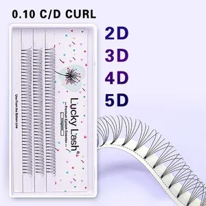 ресницы для наращивания Объемные 2D 3D4D5D ресницы Lucky Lash 0,10 CD, изгиб, короткий стебель,накладные ресницы готовые вееры,накладные ресницы шелковые накладные норковые индивидуальные трафареты
