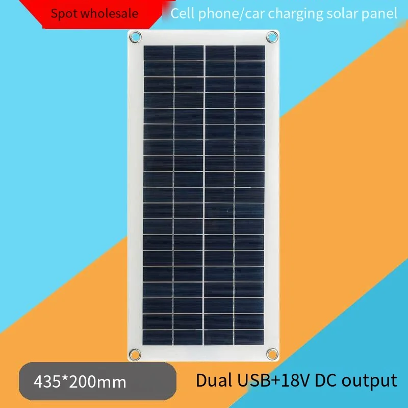 

10W Solar Flexible Panel Car Battery Boat Battery Charging Outdoor Camping Dual Output Solar Panel