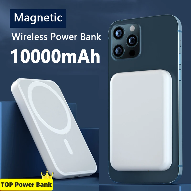 

10000mAh Portable Wireless Charger Macsafe Auxiliary Spare External Magnetic Battery Pack Power Bank For iphone Powerbank