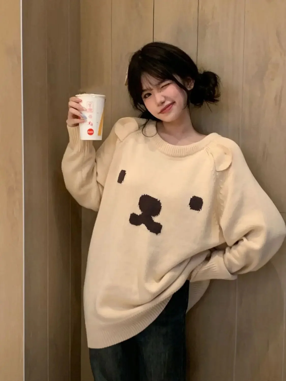 

Женский вязаный пуловер большого размера с круглым вырезом